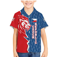 Czech Republic Family Matching Mermaid Dress and Hawaiian Shirt with Red Blue Modern Lion Design and Geometric Flag - Wonder Print Shop