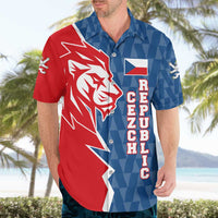 Czech Republic Hawaiian Shirt with Red Blue Modern Lion Design and Geometric Flag - Wonder Print Shop
