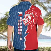Czech Republic Hawaiian Shirt with Red Blue Modern Lion Design and Geometric Flag - Wonder Print Shop