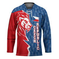 Czech Republic Hockey Jersey with Red Blue Modern Lion Design and Geometric Flag - Wonder Print Shop