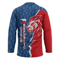 Czech Republic Hockey Jersey with Red Blue Modern Lion Design and Geometric Flag - Wonder Print Shop