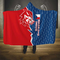 Czech Republic Hooded Blanket with Red Blue Modern Lion Design and Geometric Flag - Wonder Print Shop