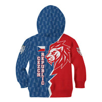 Czech Republic Kid Hoodie with Red Blue Modern Lion Design and Geometric Flag - Wonder Print Shop