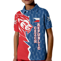 Czech Republic Kid Polo Shirt with Red Blue Modern Lion Design and Geometric Flag - Wonder Print Shop