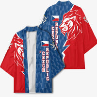 Czech Republic Kimono with Red Blue Modern Lion Design and Geometric Flag - Wonder Print Shop