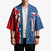 Czech Republic Kimono with Red Blue Modern Lion Design and Geometric Flag - Wonder Print Shop