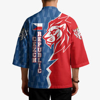 Czech Republic Kimono with Red Blue Modern Lion Design and Geometric Flag - Wonder Print Shop