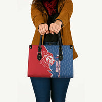 Czech Republic Leather Bag with Red Blue Modern Lion Design and Geometric Flag - Wonder Print Shop