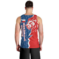 Czech Republic Men Tank Top with Red Blue Modern Lion Design and Geometric Flag - Wonder Print Shop