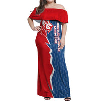 Czech Republic Off Shoulder Maxi Dress with Red Blue Modern Lion Design and Geometric Flag - Wonder Print Shop