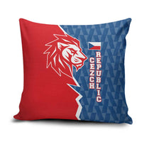 Czech Republic Pillow Cover with Red Blue Modern Lion Design and Geometric Flag - Wonder Print Shop
