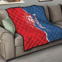 Czech Republic Quilt with Red Blue Modern Lion Design and Geometric Flag - Wonder Print Shop