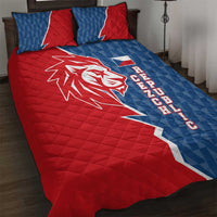 Czech Republic Quilt Bed Set with Red Blue Modern Lion Design and Geometric Flag - Wonder Print Shop