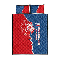 Czech Republic Quilt Bed Set with Red Blue Modern Lion Design and Geometric Flag - Wonder Print Shop