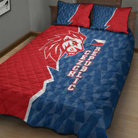 Czech Republic Quilt Bed Set with Red Blue Modern Lion Design and Geometric Flag - Wonder Print Shop