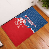 Czech Republic Rubber Doormat with Red Blue Modern Lion Design and Geometric Flag - Wonder Print Shop