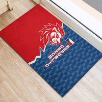 Czech Republic Rubber Doormat with Red Blue Modern Lion Design and Geometric Flag - Wonder Print Shop