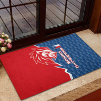 Czech Republic Rubber Doormat with Red Blue Modern Lion Design and Geometric Flag - Wonder Print Shop