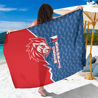 Czech Republic Sarong with Red Blue Modern Lion Design and Geometric Flag - Wonder Print Shop