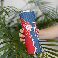 Czech Republic Skinny Tumbler with Red Blue Modern Lion Design and Geometric Flag - Wonder Print Shop