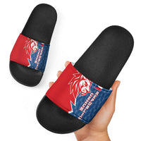 Czech Republic Slide Sandals with Red Blue Modern Lion Design and Geometric Flag - Wonder Print Shop