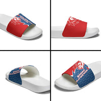 Czech Republic Slide Sandals with Red Blue Modern Lion Design and Geometric Flag - Wonder Print Shop