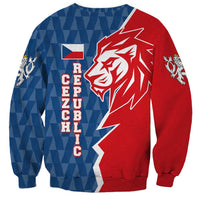 Czech Republic Sweatshirt with Red Blue Modern Lion Design and Geometric Flag - Wonder Print Shop