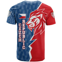 Czech Republic T Shirt with Red Blue Modern Lion Design and Geometric Flag - Wonder Print Shop
