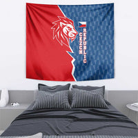 Czech Republic Tapestry with Red Blue Modern Lion Design and Geometric Flag - Wonder Print Shop