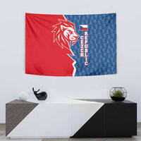 Czech Republic Tapestry with Red Blue Modern Lion Design and Geometric Flag - Wonder Print Shop