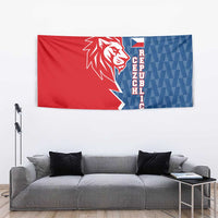 Czech Republic Tapestry with Red Blue Modern Lion Design and Geometric Flag - Wonder Print Shop