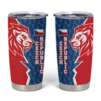 Czech Republic Tumbler Cup with Red Blue Modern Lion Design and Geometric Flag - Wonder Print Shop