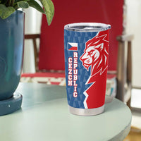 Czech Republic Tumbler Cup with Red Blue Modern Lion Design and Geometric Flag - Wonder Print Shop