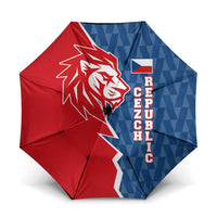 Czech Republic Umbrella with Red Blue Modern Lion Design and Geometric Flag - Wonder Print Shop
