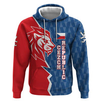 Czech Republic Zip Hoodie with Red Blue Modern Lion Design and Geometric Flag - Wonder Print Shop