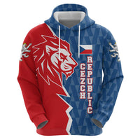 Czech Republic Zip Hoodie with Red Blue Modern Lion Design and Geometric Flag - Wonder Print Shop