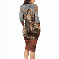 Judgement of Paris Long Sleeve Bodycon Dress Ancient Greek Mythology Classical Painting
