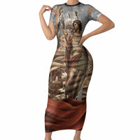 Judgement of Paris Short Sleeve Bodycon Dress Ancient Greek Mythology Classical Painting