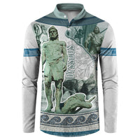 Odysseus King Of Ithaca Button Sweatshirt Ancient Greek Statue Mosaic Classic Mythology Art
