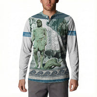 Odysseus King Of Ithaca Button Sweatshirt Ancient Greek Statue Mosaic Classic Mythology Art