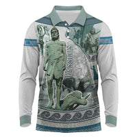 Odysseus King Of Ithaca Long Sleeve Polo Shirt Ancient Greek Statue Mosaic Classic Mythology Art