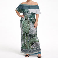 Odysseus King Of Ithaca Off Shoulder Maxi Dress Ancient Greek Statue Mosaic Classic Mythology Art