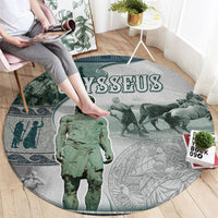 Odysseus King Of Ithaca Round Carpet Ancient Greek Statue Mosaic Classic Mythology Art