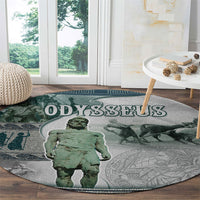 Odysseus King Of Ithaca Round Carpet Ancient Greek Statue Mosaic Classic Mythology Art