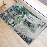 Odysseus King Of Ithaca Rubber Doormat Ancient Greek Statue Mosaic Classic Mythology Art