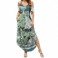 Odysseus King Of Ithaca Summer Maxi Dress Ancient Greek Statue Mosaic Classic Mythology Art