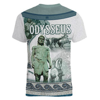 Odysseus King Of Ithaca Women V-Neck T-Shirt Ancient Greek Statue Mosaic Classic Mythology Art