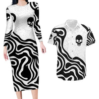 Skull Couples Matching Long Sleeve Bodycon Dress and Hawaiian Shirt Born To Die - Wonder Print Shop