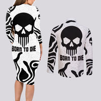 Skull Couples Matching Long Sleeve Bodycon Dress and Long Sleeve Button Shirts Born To Die - Wonder Print Shop