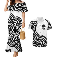 Skull Couples Matching Mermaid Dress and Hawaiian Shirt Born To Die - Wonder Print Shop